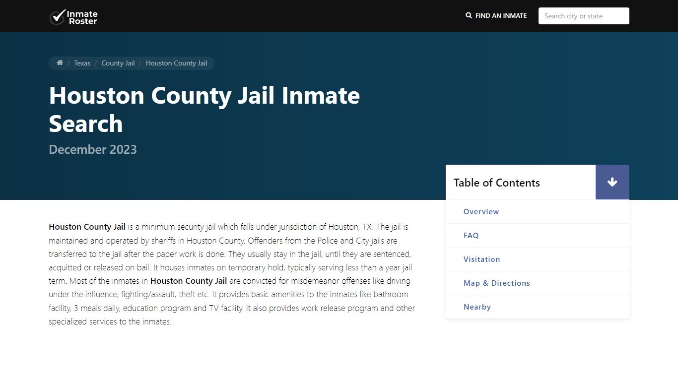 Inmate Search | Houston County Jail - Crockett, TX - InmateRoster