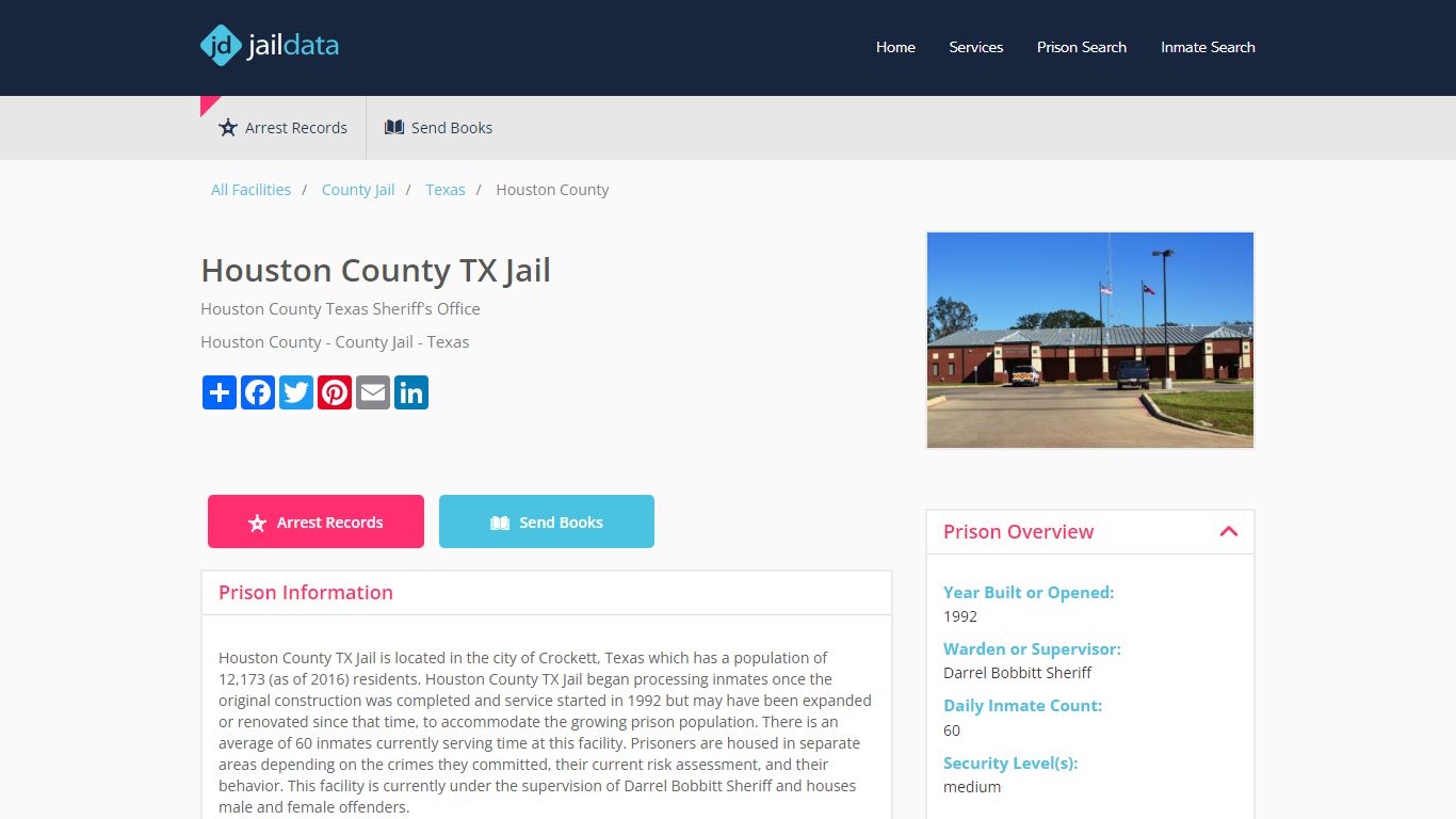 Houston County TX Jail Inmate Search and Prisoner Info - Crockett, TX